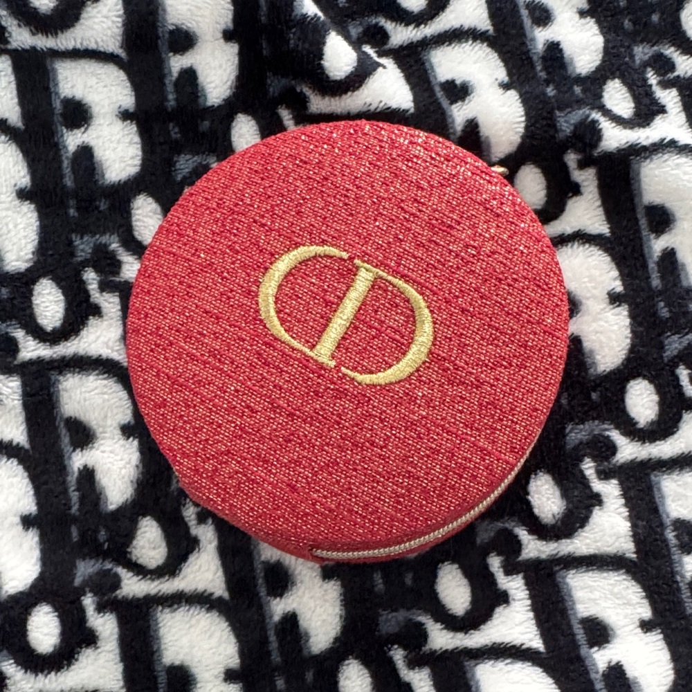 Dior Red Textured Jewelry Case with Gold Logo